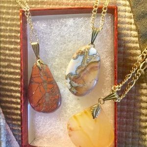 Vintage polished stone necklaces